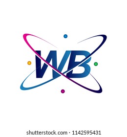 initial letter WB logotype science icon colored blue, red, green and yellow swoosh design. vector logo for business and company identity.
