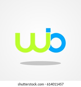 Initial letter WB lowercase logo design template leaf green blue lake