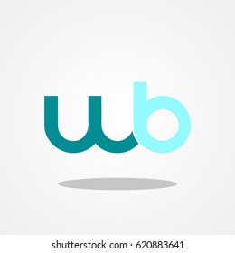 Initial letter WB lowercase logo design template teal blue sky