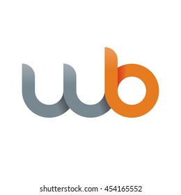 initial letter wb modern linked circle round lowercase logo orange gray