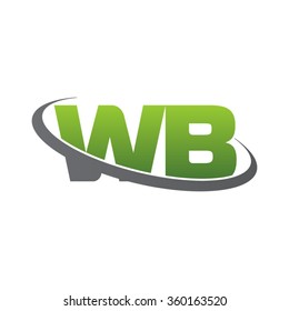 initial letter WB swoosh ring company logo green gray