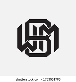 Initial letter WBM, WMB,MBW, MWB, BWM and BMW overlapping, interlock, monogram logo, black color on white background