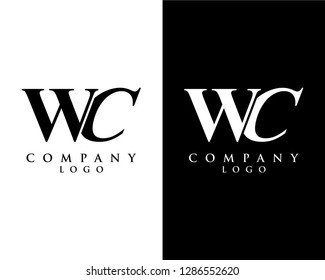 initial letter wc, cw logotype company name black and white design. vector logo for business and company identity