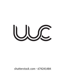 Initial letter wc, linked outline rounded lowercase, monogram black