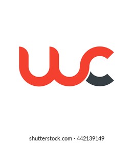 initial letter wc linked round lowercase logo red