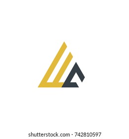 Initial Letter WC Linked Triangle Design Logo