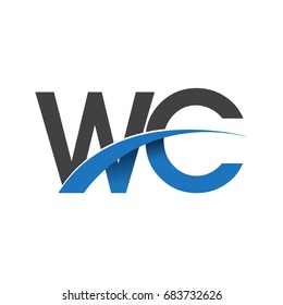 initial letter WC logotype company name colored blue and grey swoosh design. vector logo for business and company identity.
