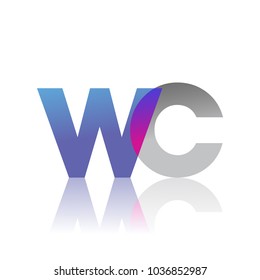 Initial Letter WC Lowercase overlap Logo Blue, pink and grey, Modern and Simple Logo Design.
