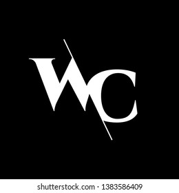 Initial Letter WC Monogram Sliced. Modern logo template isolated on black background