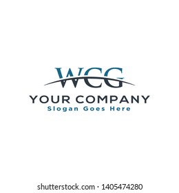Initial letter WCG, overlapping movement swoosh horizon logo company design inspiration in blue and gray color vector