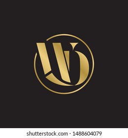 Initial letter wd inside circle uppercase modern logo design template elements. Gold letter Isolated on black  background. Suitable for business, consulting group company.