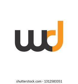 Initial Letter WD Linked Circle Lowercase Logo Black Orange Icon Design Template Element - Vector