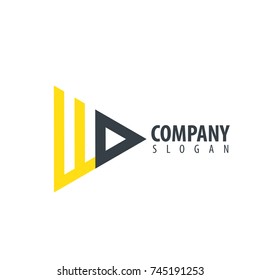 Initial Letter WD Linked Triangle Design Logo