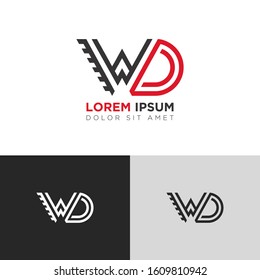 Initial Letter WD linked uppercase overlap modern logo design template. Suitable for business, consulting group company