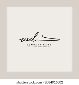 Initial Letter WD Logo - Handwritten Signature Logo