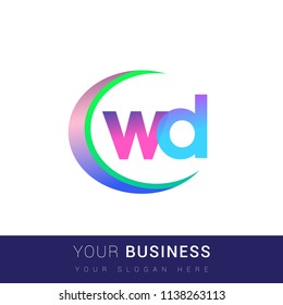 initial letter WD logotype company name, coloreful and swoosh design. vector logo for business and company identity.
