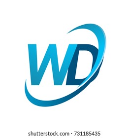 initial letter WD logotype company name colored blue swoosh design concept. vector logo for business and company identity.