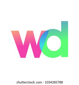 Initial Letter WD Lowercase Logo green, pink and Blue, Modern and Simple Logo Design.
