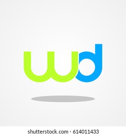Initial letter WD lowercase logo design template leaf green blue lake