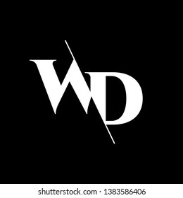 Initial Letter WD Monogram Sliced. Modern logo template isolated on black background