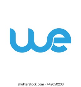 initial letter we linked round lowercase logo blue