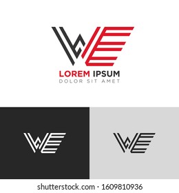 Initial Letter WE linked uppercase overlap modern logo design template. Suitable for business, consulting group company