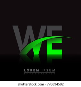 initial letter WE logotype company name colored green and black swoosh design. vector logo for business and company identity.
