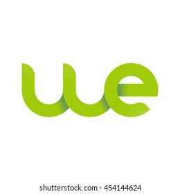 initial letter we modern linked circle round lowercase logo green