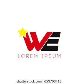 Initial letter we yellow star logo red black