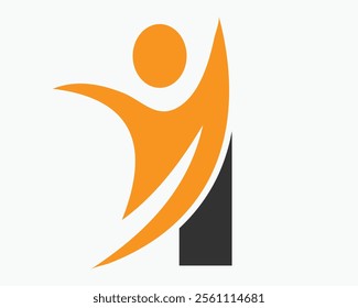 Initial Letter I Wellness Logo Concept With Human Symbol For Healthcare Sign Vector Template