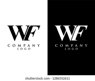 initial letter wf, fw logotype company name black and white design. vector logo for business and company identity