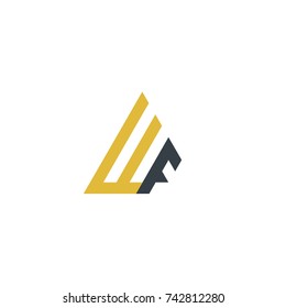 Initial Letter WF Linked Triangle Design Logo