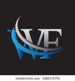 initial letter WF logotype company name colored blue and grey swoosh design. vector logo for business and company identity.

