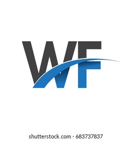 initial letter WF logotype company name colored blue and grey swoosh design. vector logo for business and company identity.
