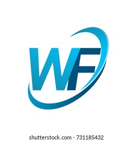initial letter WF logotype company name colored blue swoosh design concept. vector logo for business and company identity.
