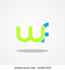 Initial letter WF lowercase logo design template leaf green blue lake