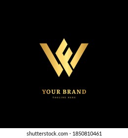 Anfangsbuchstabe WF mit gestreifter Linie. Luxuriöses minimalistisches Logo-Design, geeignet für Unternehmen und Unternehmen.