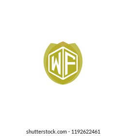Initial Letter WF, W, F Logo Design with Leaf, Ecology, Nature, Organic Illustration for Company Identity Concept Design