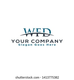 Initial letter WFD, overlapping movement swoosh horizon logo company design inspiration in blue and gray color vector