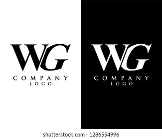 initial letter wg, gw logotype company name black and white design. vector logo for business and company identity