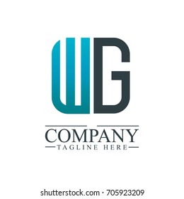 Initial Letter WG Linked Box Design Logo
