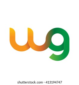 initial letter wg linked round lowercase logo orange green