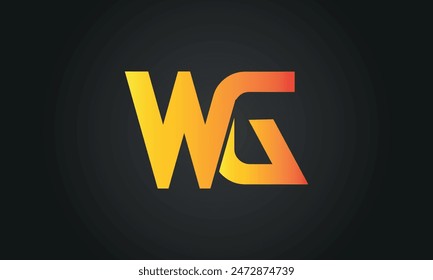Initial Letter WG Logo Design With Swoosh. Creative And Modern WG Logo Design on Black Background.