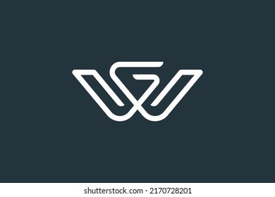 Initial Letter WG Logo or GW Logo Design Vector Template