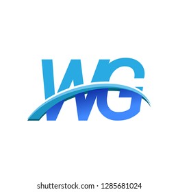 initial letter WG logotype company name colored blue and swoosh design. vector logo for business and company identity.