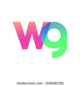 Initial Letter WG Lowercase Logo green, pink and Blue, Modern and Simple Logo Design.