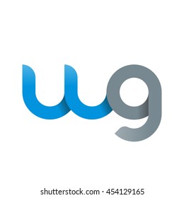 initial letter wg modern linked circle round lowercase logo blue gray