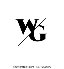 Initial Letter WG Monogram Sliced. Logo template isolated on white background