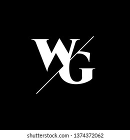 Initial Letter WG Monogram Sliced. Logo template isolated on black background