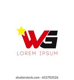 Initial letter wg yellow star logo red black